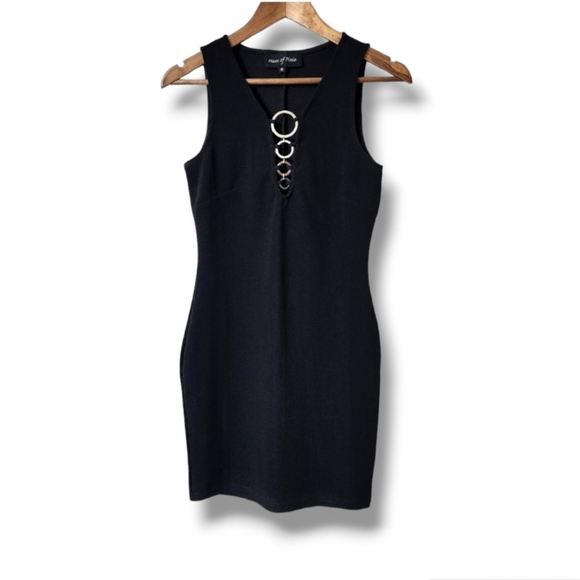 Haus Of Pixie Bodycon Little Black Cocktail Dress | M - Picture 1 of 8